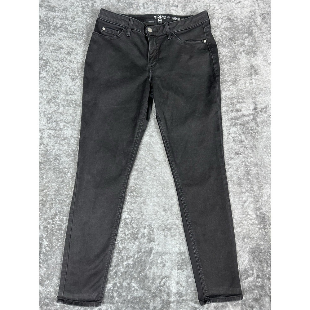 Lee Riders Mid Rise Skinny Jeans Women's 12L Black 5-Pocket  Dark Wash